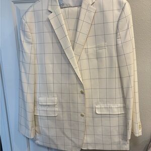 Men's Cream Checkered Blazer